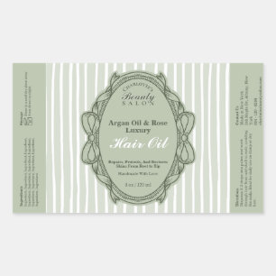 Sage Green Bow Frame Beauty Oil Bottle Label