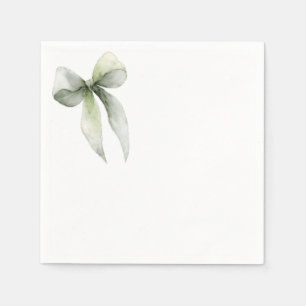 Sage Green Bow Gingham Baby Shower Napkin
