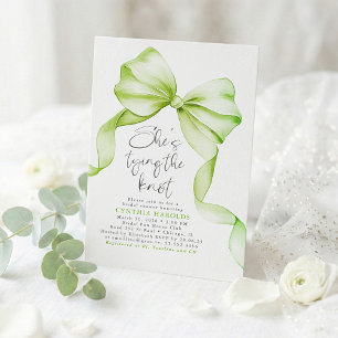 Sage Green Bow She's Tying the Knot Bridal Shower Invitation
