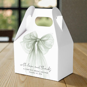 Sage Green Bow Watercolor Bridal Shower Thank You Favour Box