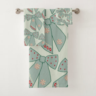 Sage Green Bows Bath Towel Set