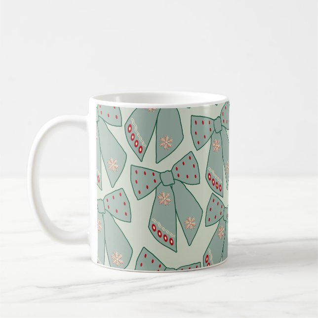 Sage Green Bows Coffee Mug (Left)