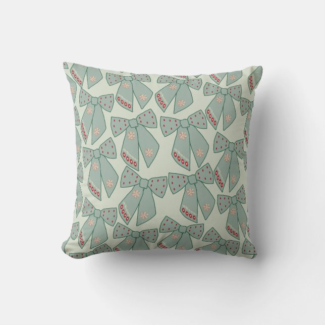 Sage Green Bows Cushion (Front)