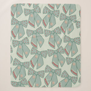 Sage Green Bows Sherpa Blanket