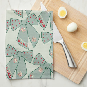 Sage Green Bows Tea Towel