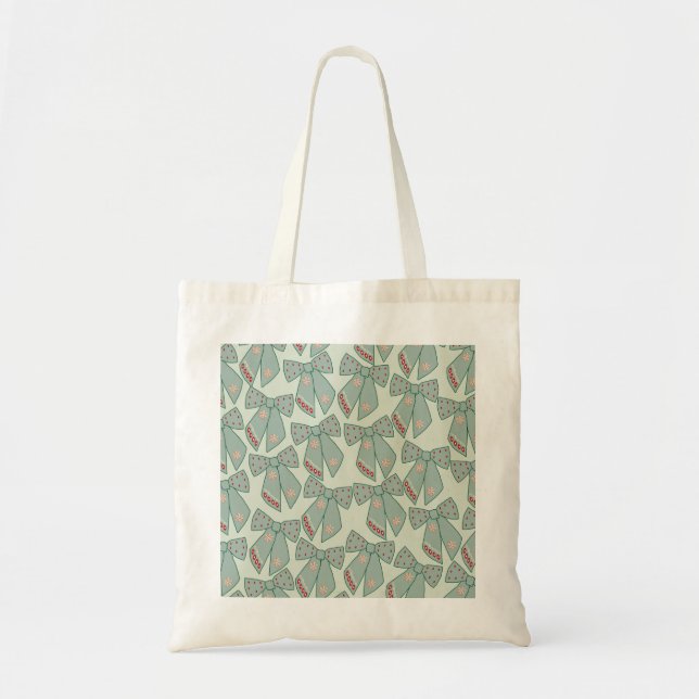 Sage Green Bows Tote Bag (Front)