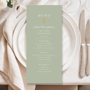Sage Green Boy First Communion Menu