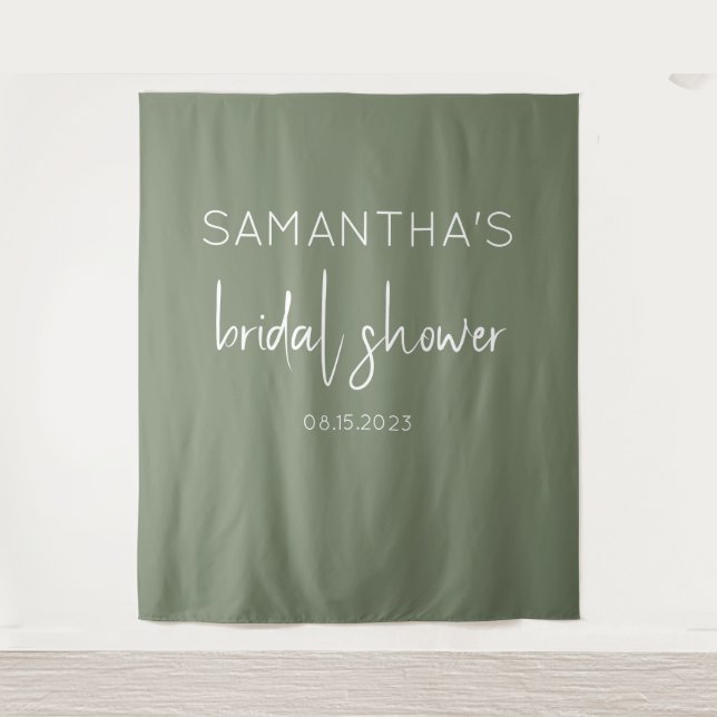 Sage Green Bridal Shower Backdrop Tapestry (Front)