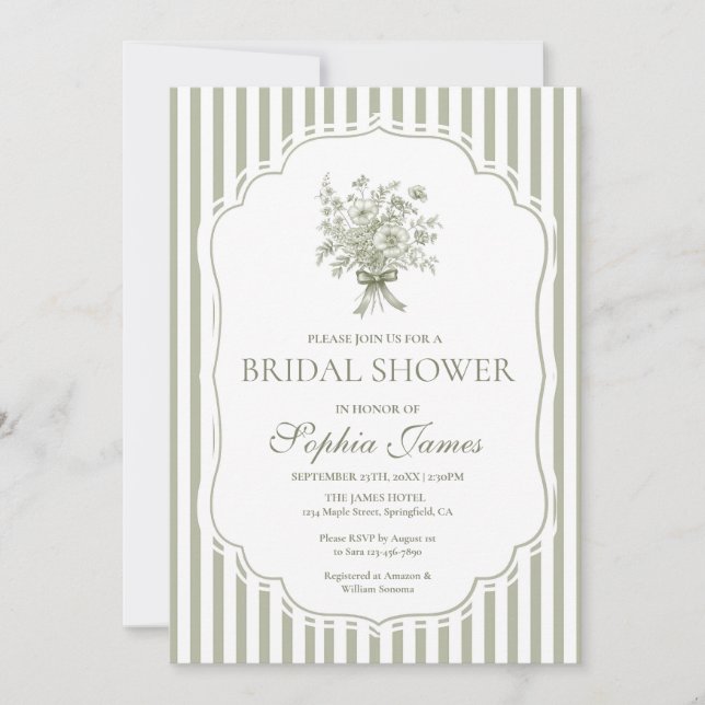 Sage Green Bridal Shower Invitation Template Boho (Front)