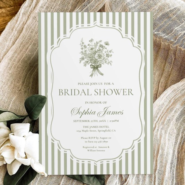 Sage Green Bridal Shower Invitation Template Boho (Creator Uploaded)