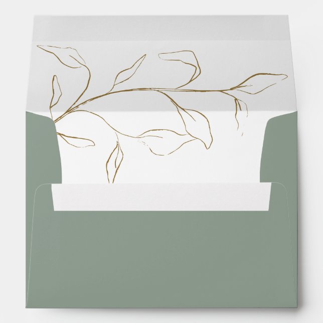 Sage Green Bridal Shower or Wedding Invitation Envelope (Back (Bottom))