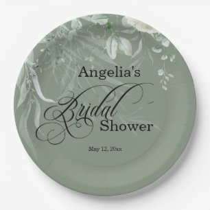 Sage Green Bridal Shower Paper Plate