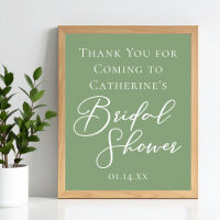 Sage Green Bridal Shower Personalised White Script