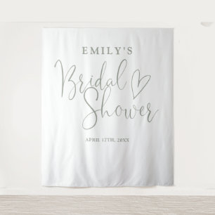 Sage Green Bridal Shower Photo Backdrop Tapestry