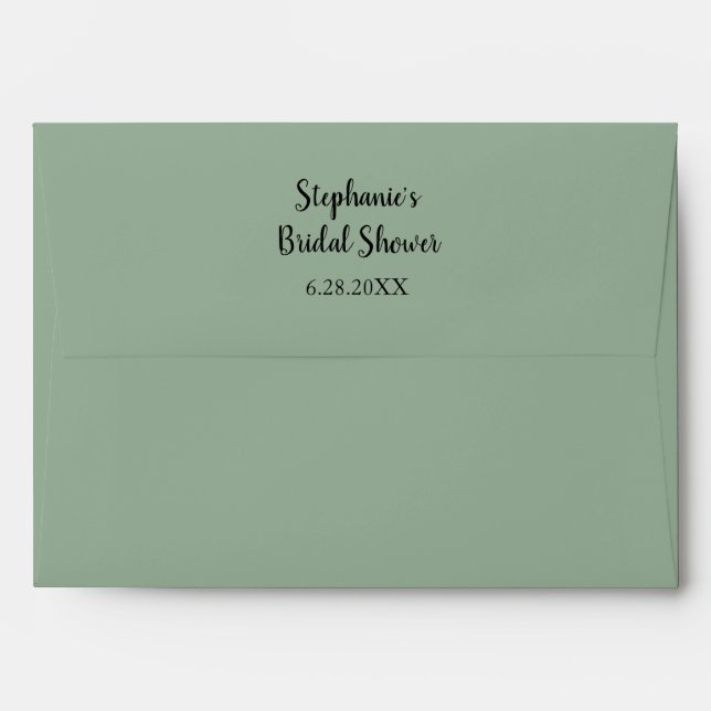 Sage Green Bridal Shower Wedding Minimal Custom Envelope (Back (Top Flap))