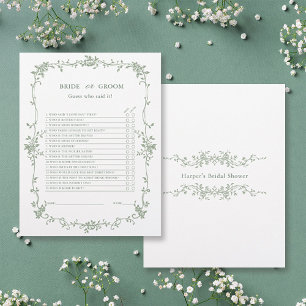 Sage Green 'Bride or Groom' Bridal Shower Game 
