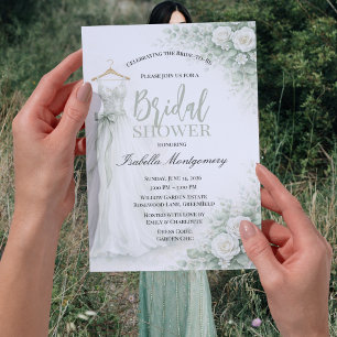 Sage Green Bridesmaid Dress Bridal Shower Invitation