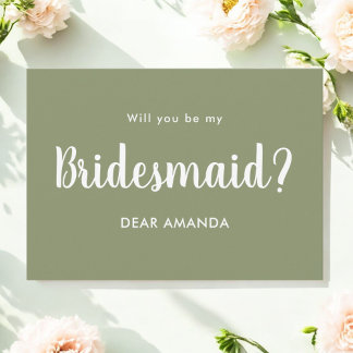 Sage Green Bridesmaid Proposal Minimalist Invitation