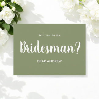 Sage Green Bridesman Proposal Script Invitation