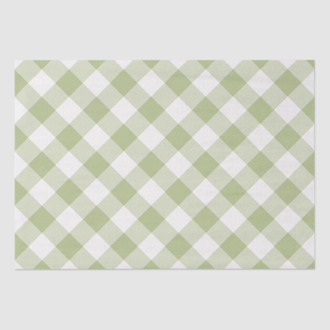 Sage Green Buffalo Check Tissue Wrapping Paper (Front)