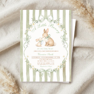 Sage Green Bunny Baby Shower Boy Girl Invitation