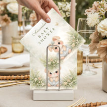 Sage Green Bunny Floral Baby Shower