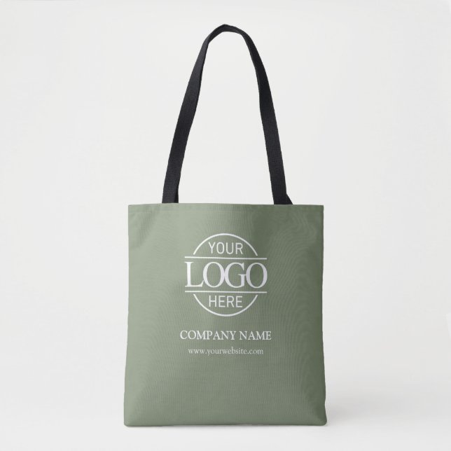 Sage Green Business Corporate Company Logo Promo Tote Bag (Front)