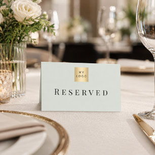 Sage Green business logo reserved table Place Card