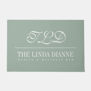 Sage Green Business Name Monogram Doormat