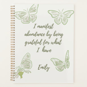 Sage Green Butterfly Positive Affirmation  Planner