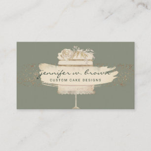 Sage Green Cake Decor Bakery Pastry Patisserie Business Card