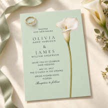 Sage Green Calla Lily Wedding Invitation