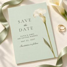 Sage Green Calla Lily Wedding Save the Date