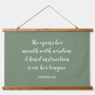 Sage Green Calligraphy Bible Verse Text Hanging Tapestry