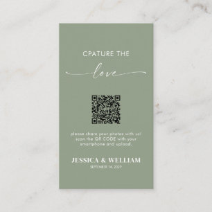 Sage Green Calligraphy Capture the love QR Code Enclosure Card