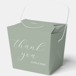 Sage green calligraphy elegant wedding favour box