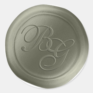 Sage Green Calligraphy Monogram Wax Seal Stickers
