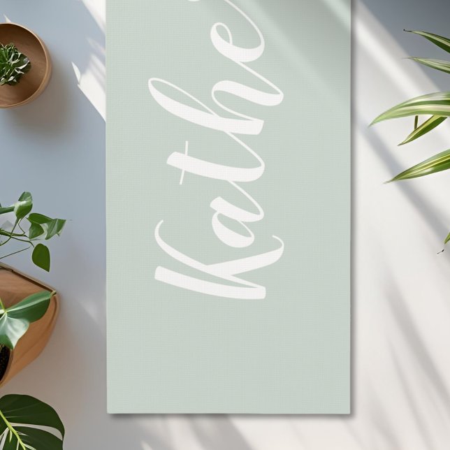 Sage Green Calligraphy Name Yoga Mat (Creator Uploaded)