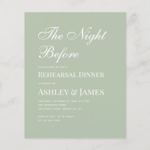Sage Green Calligraphy Rehearsal Dinner Invitation