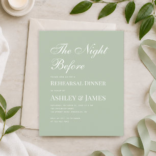 Sage Green Calligraphy Rehearsal Dinner Invitation