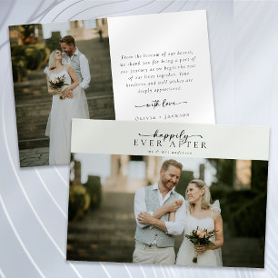 Sage Green Calligraphy Script Photo Wedding Thank You Card