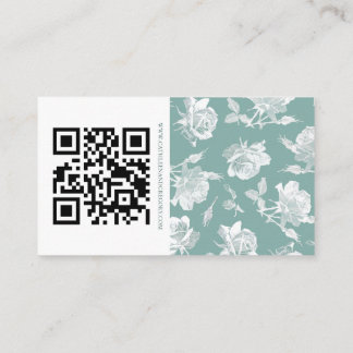 Sage Green Calligraphy Script QR Info Wedding Enclosure Card