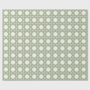 Sage Green Cane Weave, Bone Ground Wrapping Paper