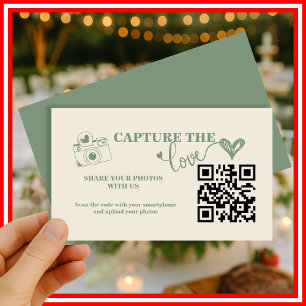 Sage Green Capture The Love QR Code Wedding Enclosure Card