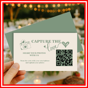 Sage Green Capture The Love Wedding QR Code Enclosure Card