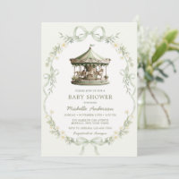 Sage Green Carousel Merry-go-round Baby Shower
