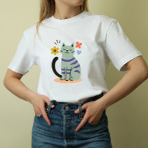 Sage Green Cat Boho Floral Mid Century Art
