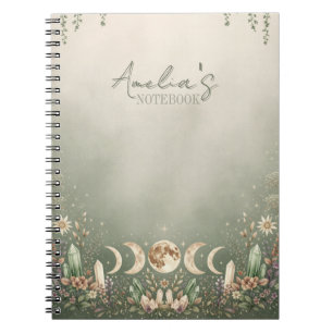 Sage Green Celestial Moon Phase Notebook Journal