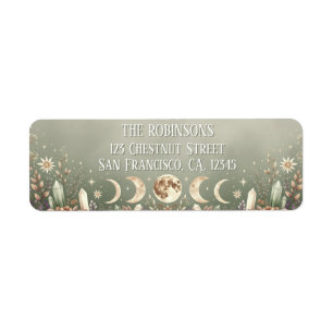 Sage Green Celestial Moon Phase Return Address  Label