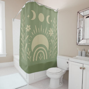Sage Green Celestial Shower Curtain